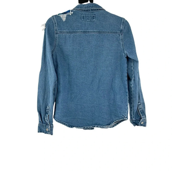 House of Holland Patchwork Denim Distressed Jean Shirt Snap size US 2 - Picture 8 of 13